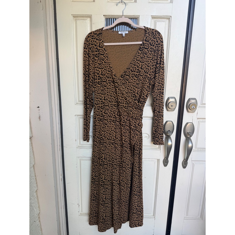 Good American Daynight Animal Print Long Sleeve Midi Wrap Dress Size 5 XXL